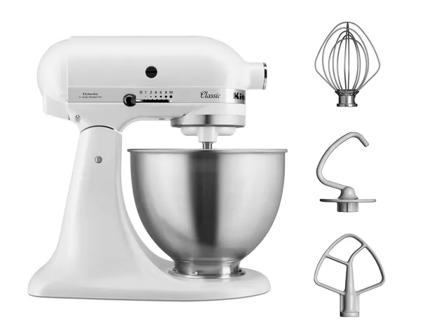 kitchenaid-robot-p-tissier-classic-4-3l-t-te-inclinable-275w-blanc-multifonction image 1