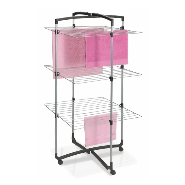 metaltex-s-choir-linge-tour-faro-plus-pliable-3-niveaux-28-m-tres-avec-roulettes image 1