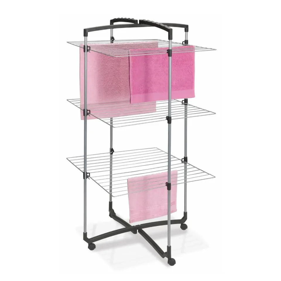 metaltex-s-choir-linge-tour-faro-plus-pliable-3-niveaux-28-m-tres-avec-roulettes image 1