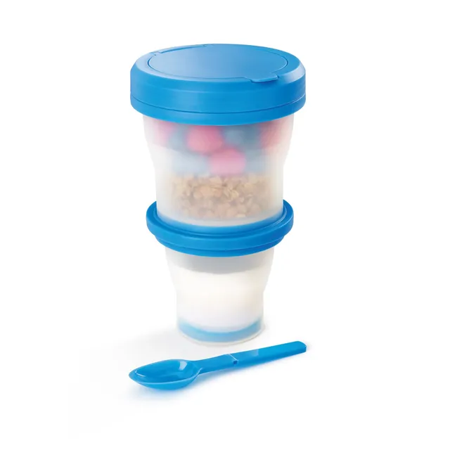 metaltex-snack-go-lunch-box-ronde-pliable-en-silicone-avec-2-compartiments-et-ra image 1