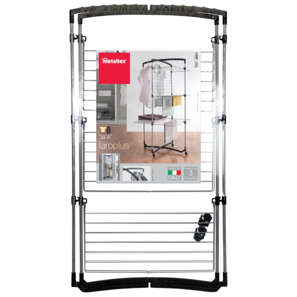 metaltex-s-choir-linge-tour-faro-plus-pliable-3-niveaux-28-m-tres-avec-roulettes image 2