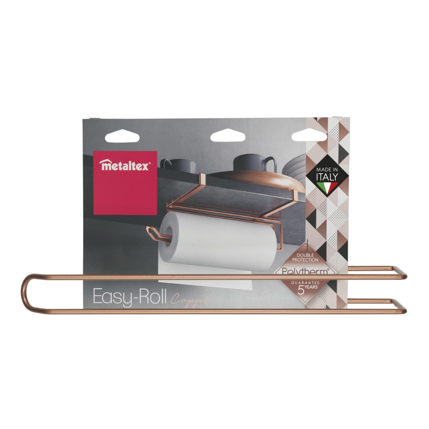 metaltex-easy-roll-porte-essuie-tout-sous-meuble-sans-per-age-cuivre image 2