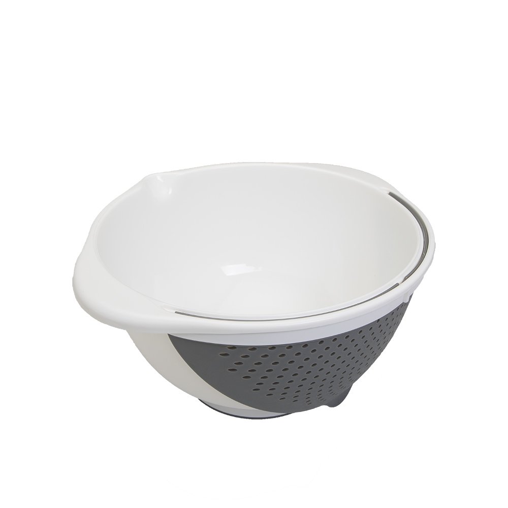 metaltex-bol-2-en-1-avec-passoire-amovible-blanc-et-gris-3-5-l image 2