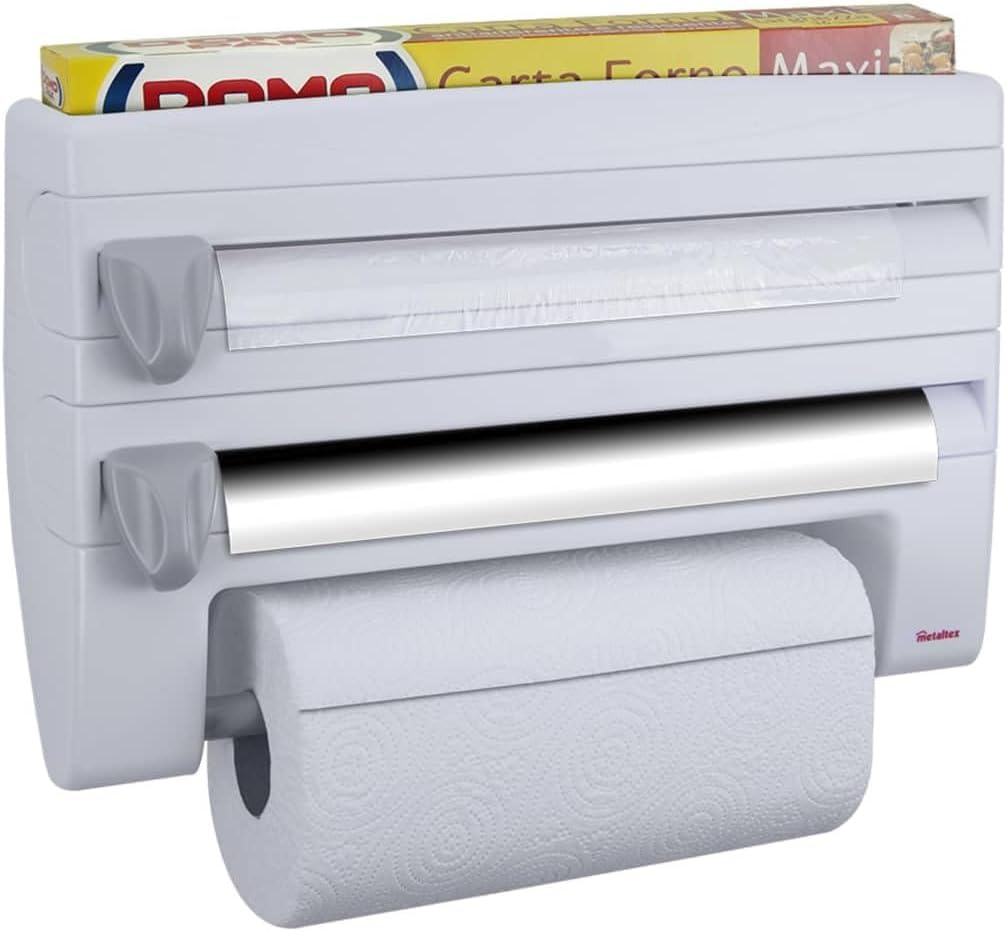 metaltex-254410-distributeur-d-essuie-tout-roll-n-roll-4-en-1-blanc-39-x-10-x-25 image 1