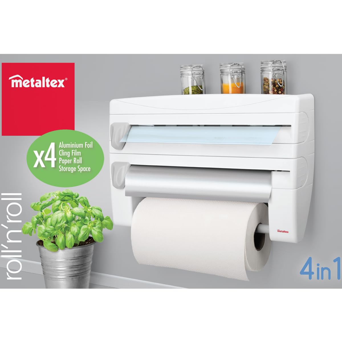 metaltex-254410-distributeur-d-essuie-tout-roll-n-roll-4-en-1-blanc-39-x-10-x-25 image 5