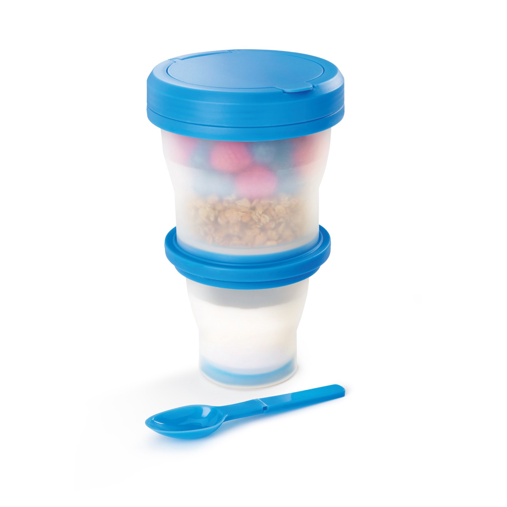 metaltex-snack-go-lunch-box-ronde-pliable-en-silicone-avec-2-compartiments-et-ra image 1