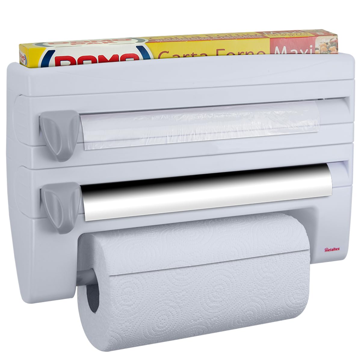 metaltex-254410-distributeur-d-essuie-tout-roll-n-roll-4-en-1-blanc-39-x-10-x-25 image 7