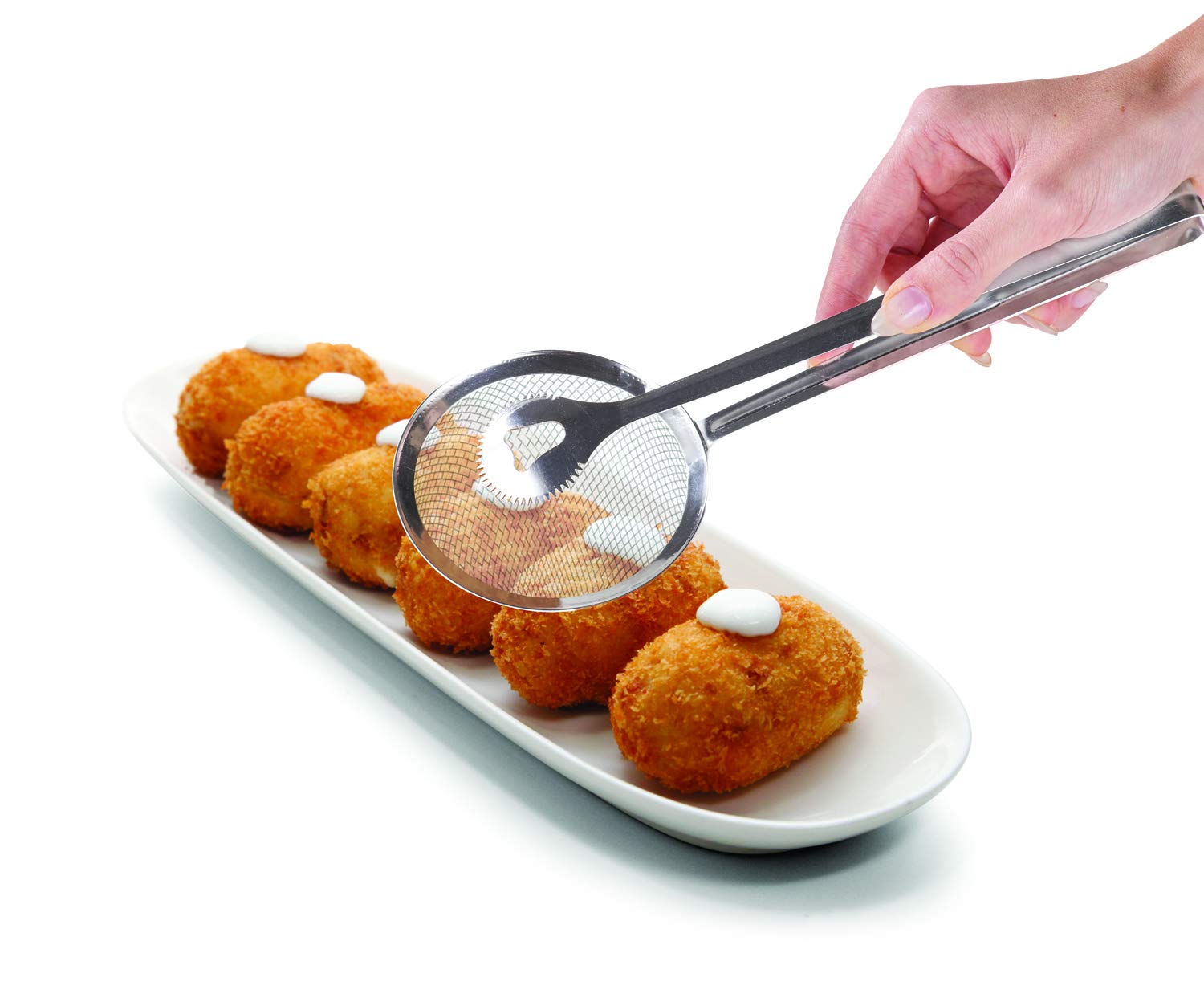 metaltex-pince-frire-3-en-1-inox-28-cm-avec-gouttoir image 3