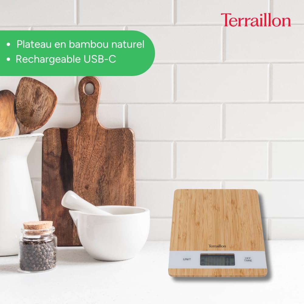 balance-de-cuisine-lectronique-terraillon-bamboo-usb-c-rechargeable-3-kg image 3