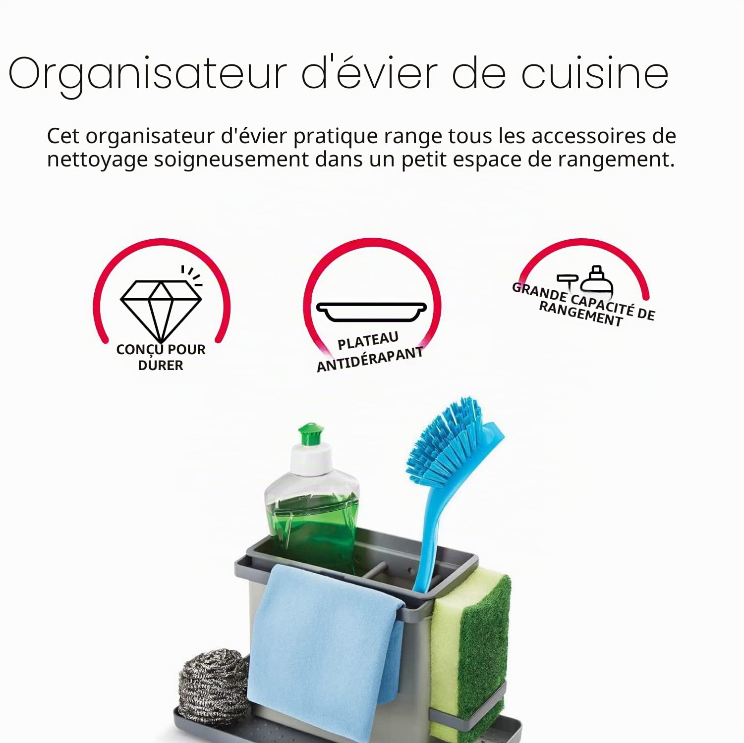 metaltex-tidytex-bac-de-rangement-modulable-pour-vier-avec-plateau image 3