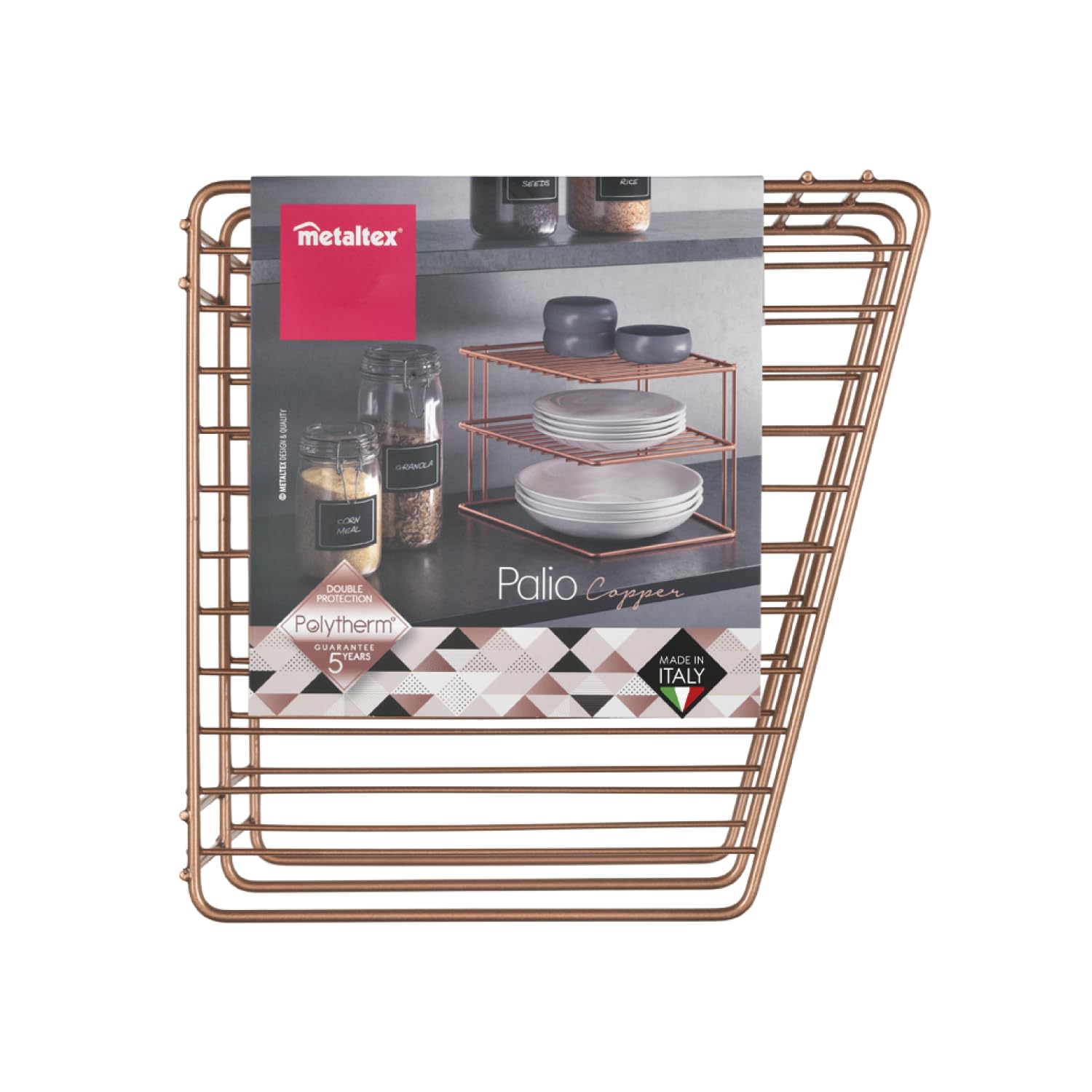 metaltex-porte-assiettes-d-angle-2-niveaux-palio-copper-25-x-25-x-19-cm image 2