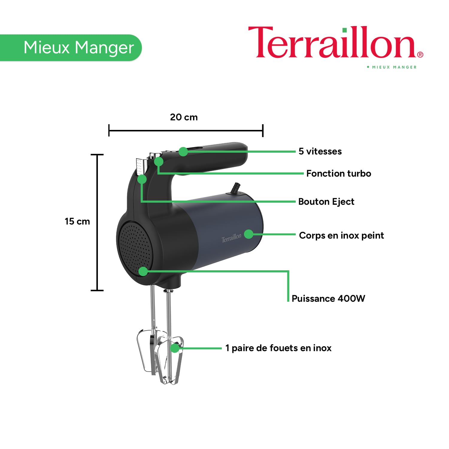 terraillon-new-moon-batteur-lectrique-400w-5-vitesses-inox-peint-bleu image 4