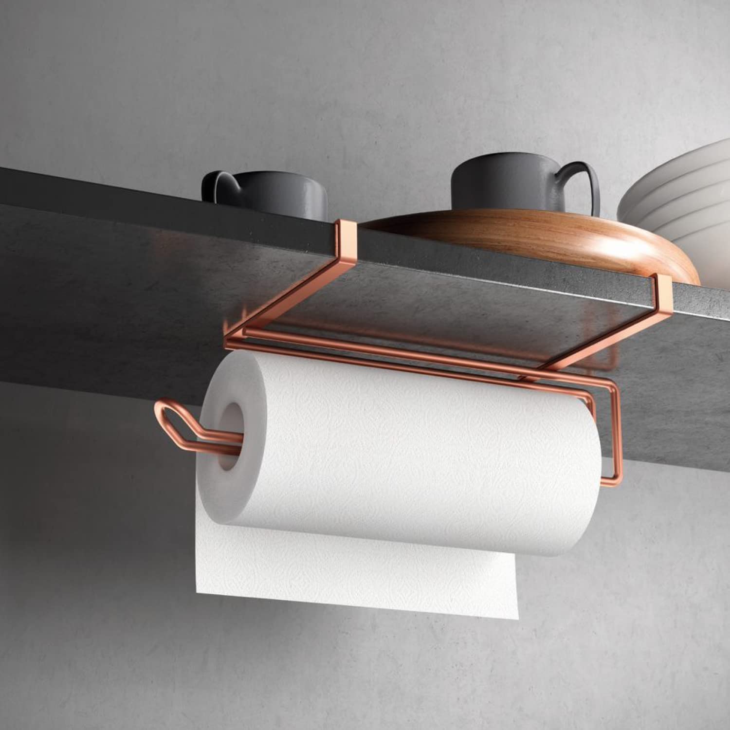 metaltex-easy-roll-porte-essuie-tout-sous-meuble-sans-per-age-cuivre image 5