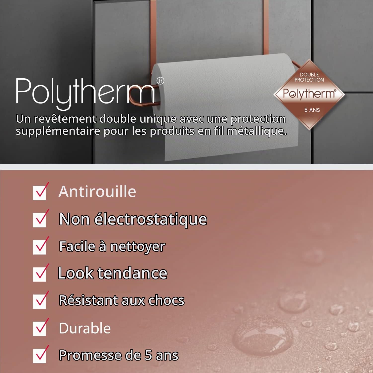 metaltex-easy-roll-porte-essuie-tout-sous-meuble-sans-per-age-cuivre image 6