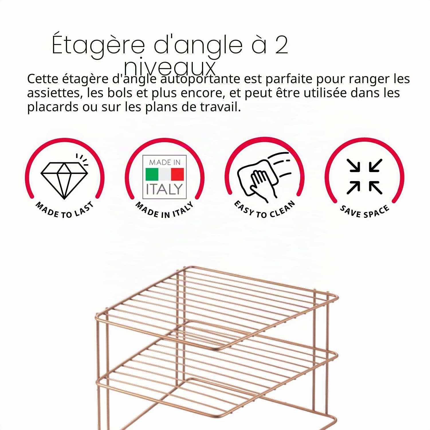 metaltex-porte-assiettes-d-angle-2-niveaux-palio-copper-25-x-25-x-19-cm image 3