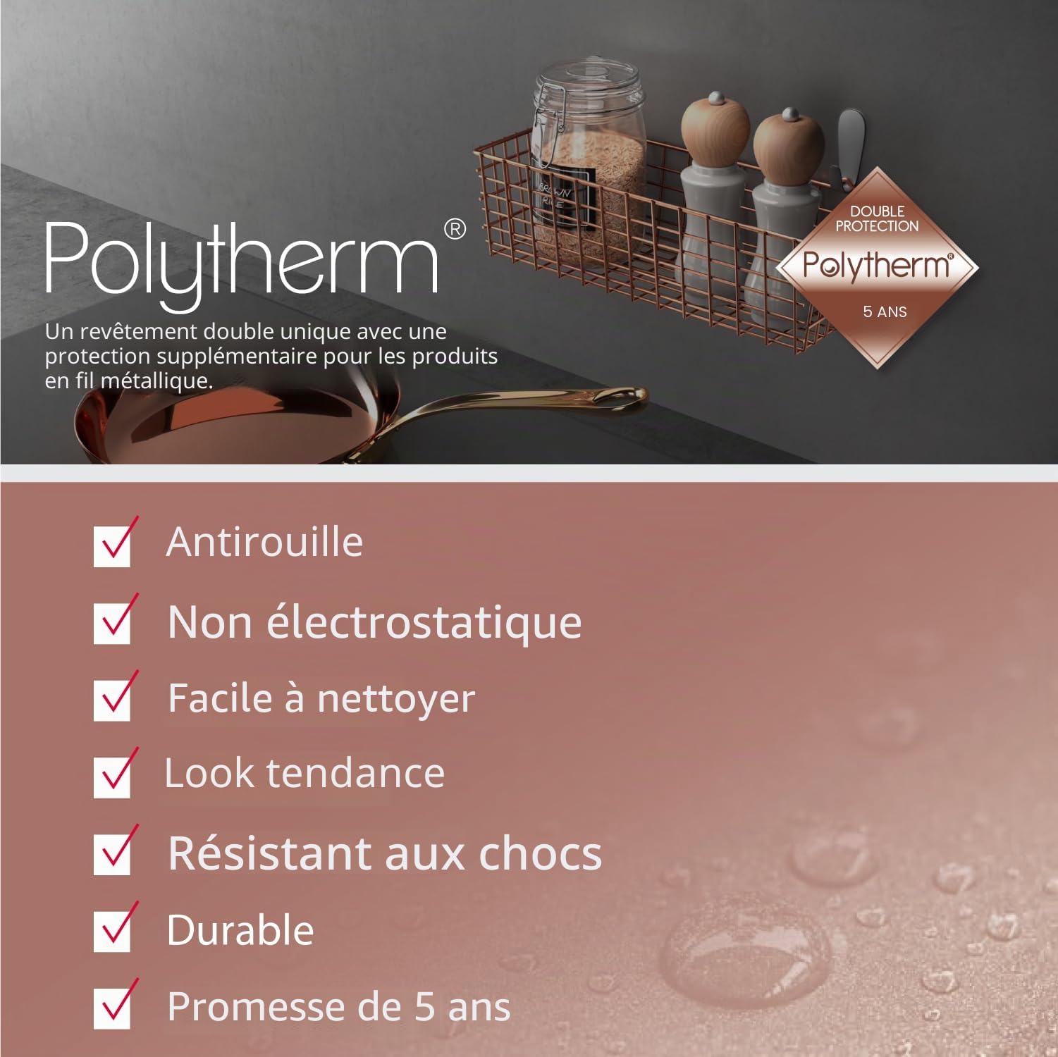 metaltex-koala-panier-de-rangement-mural-m-tal-finition-cuivre-multi-usages image 6