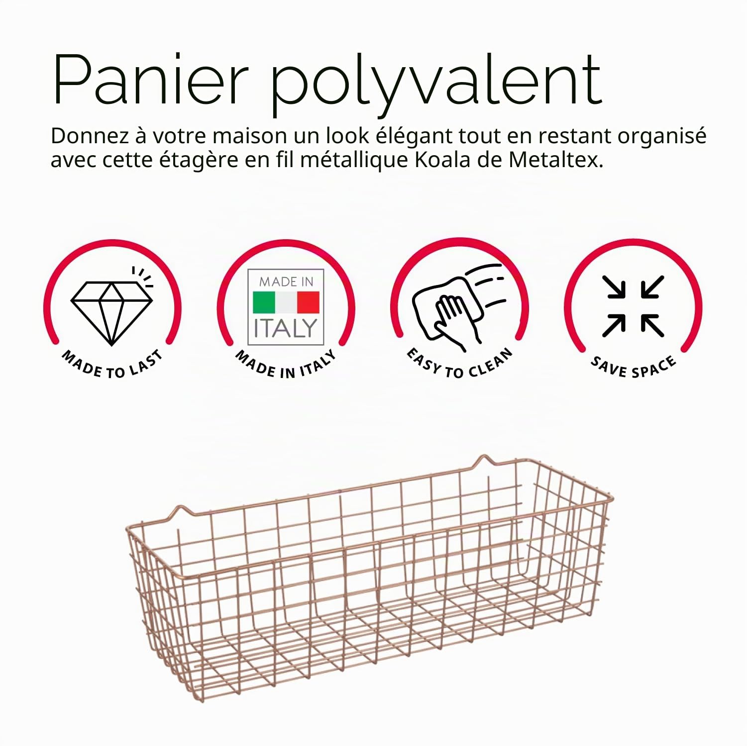 metaltex-koala-panier-de-rangement-mural-m-tal-finition-cuivre-multi-usages image 3