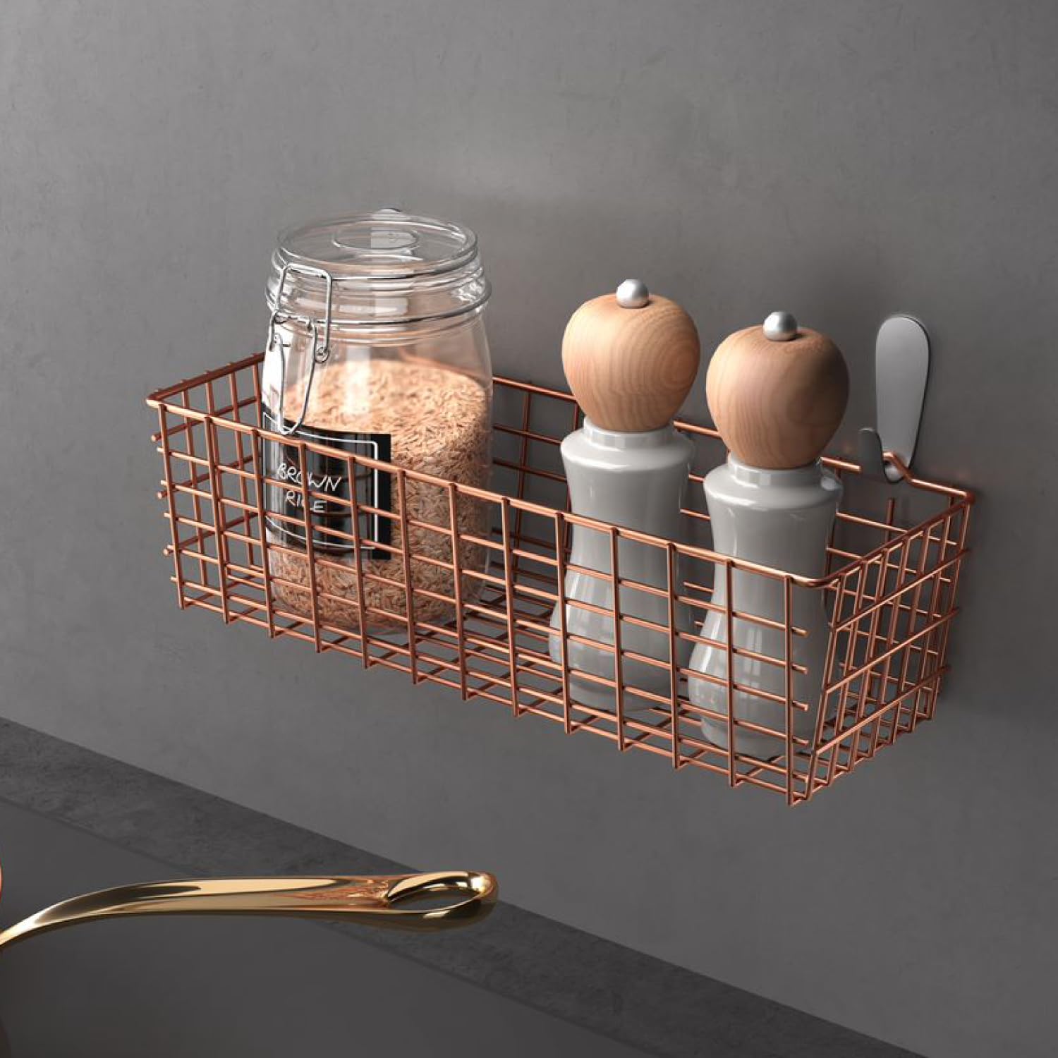 metaltex-koala-panier-de-rangement-mural-m-tal-finition-cuivre-multi-usages image 5