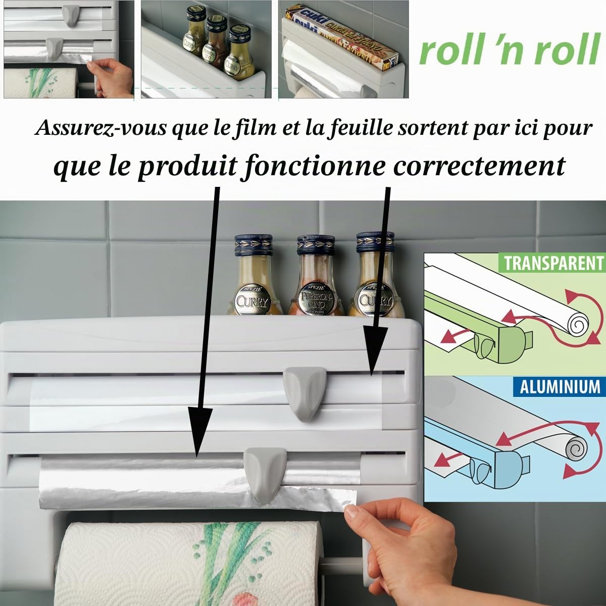 metaltex-254410-distributeur-d-essuie-tout-roll-n-roll-4-en-1-blanc-39-x-10-x-25 image 6