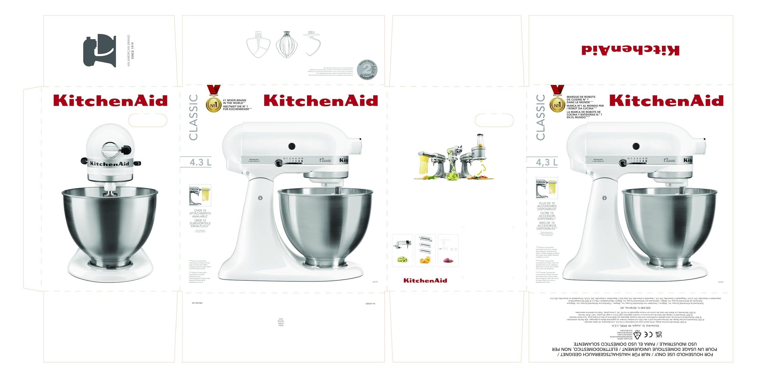kitchenaid-robot-p-tissier-classic-4-3l-t-te-inclinable-275w-blanc-multifonction image 6