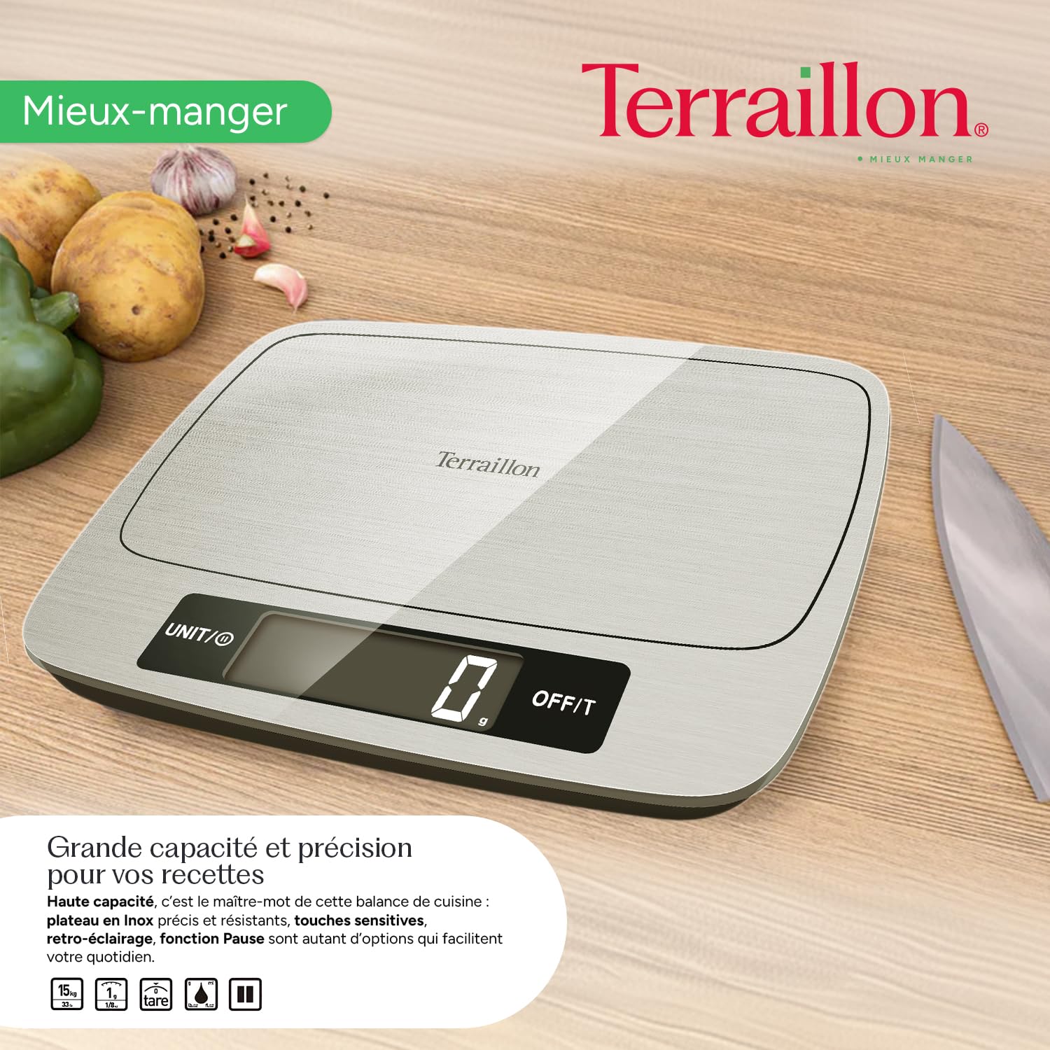 terraillon-my-cook-15-inox-balance-de-cuisine-15-kg-cran-lcd-inox image 2