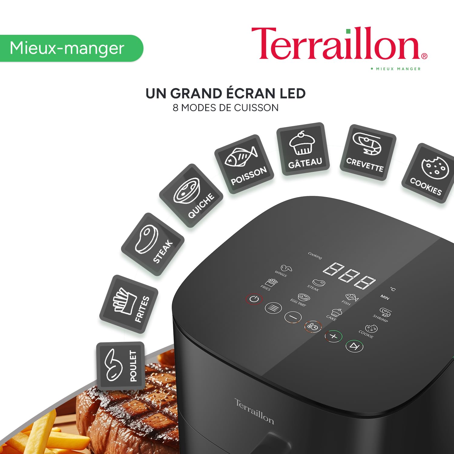 terraillon-air-fryer-cook-fry-5l-friteuse-air-1500w-8-programmes-cran-tactile-le image 4