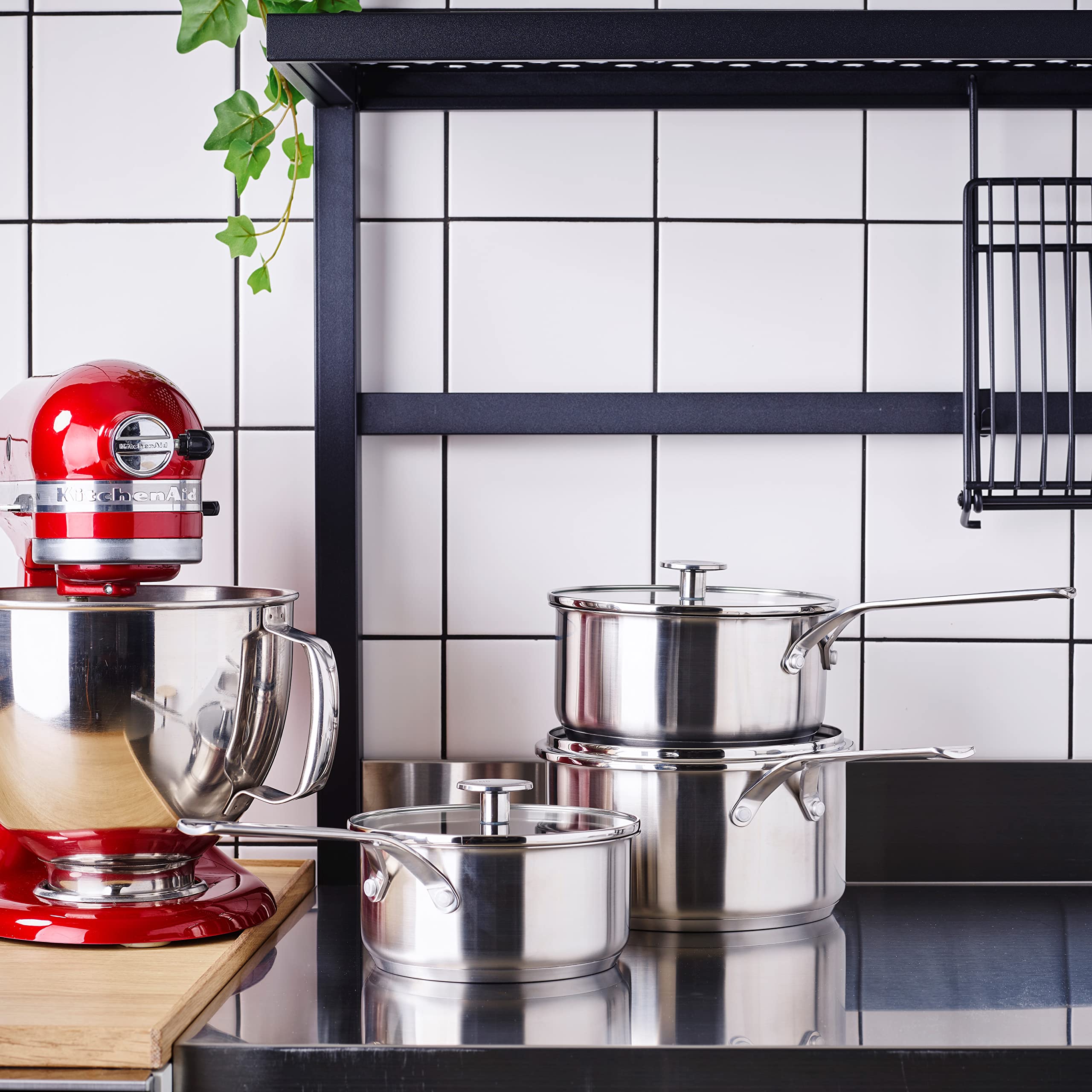 casserole-kitchenaid-inox-antiadh-sive-3-couches-16-cm-1-5-l-avec-couvercle-indu image 2