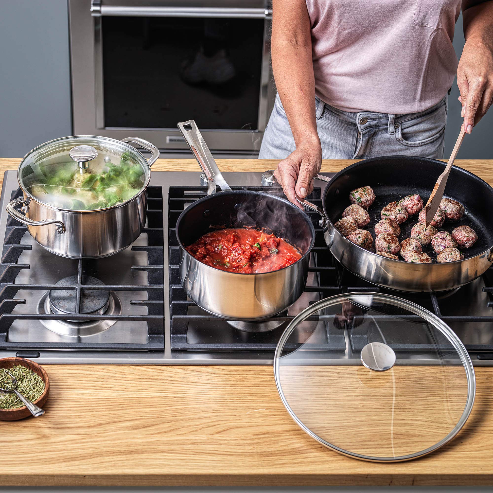 casserole-kitchenaid-inox-antiadh-sive-3-couches-16-cm-1-5-l-avec-couvercle-indu image 3